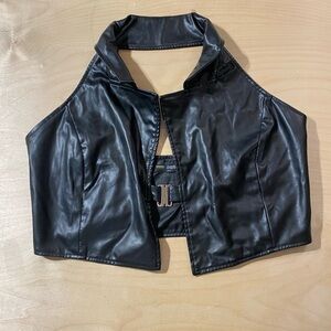 Finesse Black Faux Leather Vest 3X (NJ)